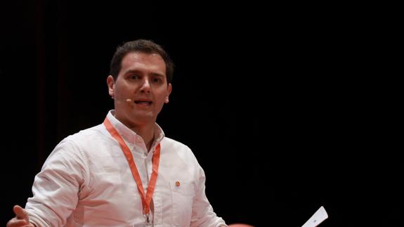 El presidente de Ciudadanos, Albert Rivera, durante su intervención en la I Jornada de Formación de Política Municipal de Cs. 