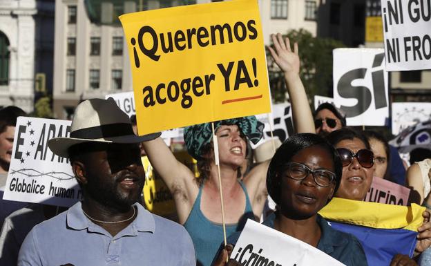 Manifestación a favor de la acogida de refugiados. 