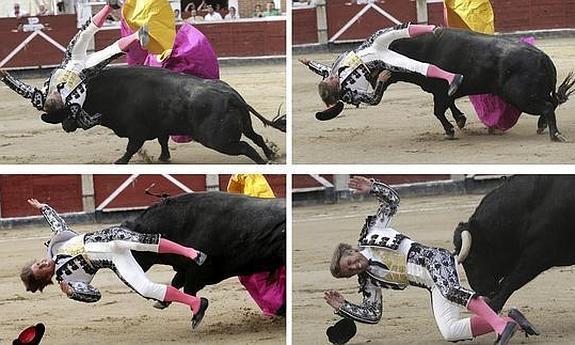 Combo de la cogida sufrida por el diestro Manuel Díaz 'El Cordobés'.