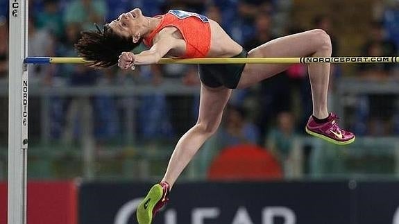 Ruth Beitia, en Estocolmo.