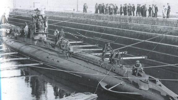 Submarino UC 56 en Santander en el dique de Gamazo.