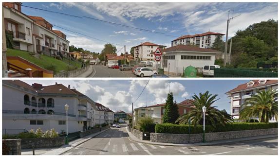 Arriba, el Paseo de Estrada de Comillas. Abajo, la cale de la Costa de Noja.