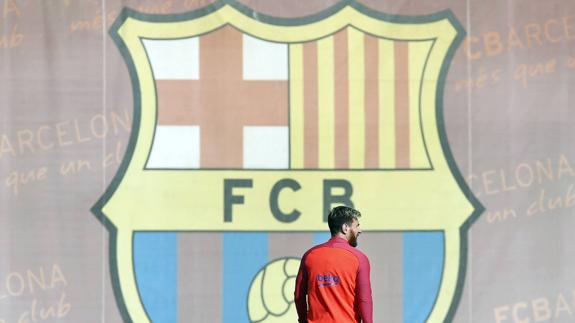 Leo Messi, durante un entrenamiento con el Barcelona.