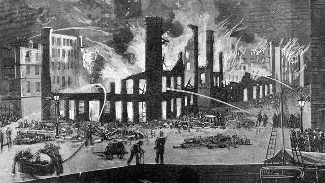 D. C. Kirchner reprodujo así el incendio del 6 de octubre de 1880.