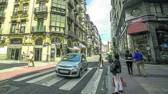 Vista de la calle Cervantes, en Santander. 