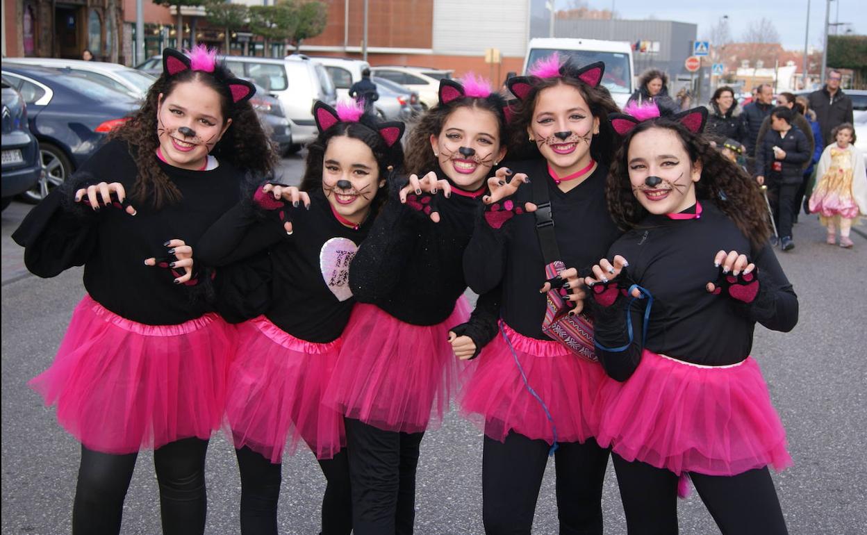 Un grupo de niñas disfrazadas de gatas en los últimos carnavales que se pudieron celebrar en Arroyo, en el año 2019. 