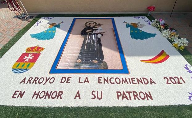 Alformbra dedicada al patrón en las fiestas de 2021. Realizada por José Antonio González Gerbolés.