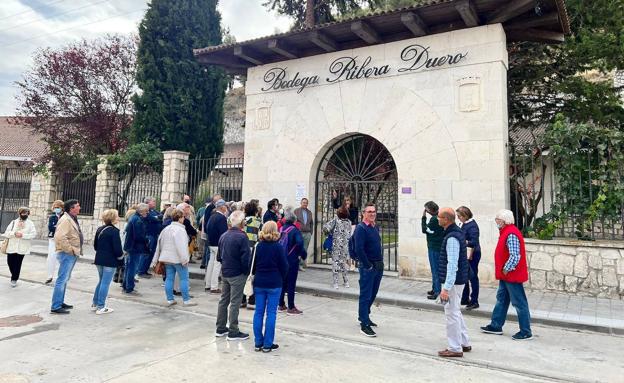 Imagen principal - Participantes en la excursión celebrada esta semana a Peñafiel 