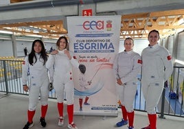 Las tiradoras arroyanas que participaron en esta cita deportiva