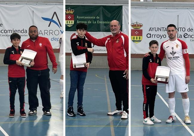 Yeray Diego y Saúl recibiendo sus respectivas placs
