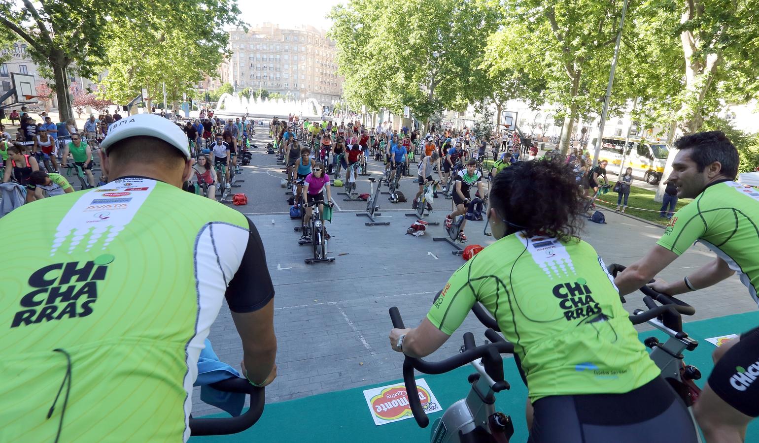 &#039;Spinning&#039; en la acera Recoletos