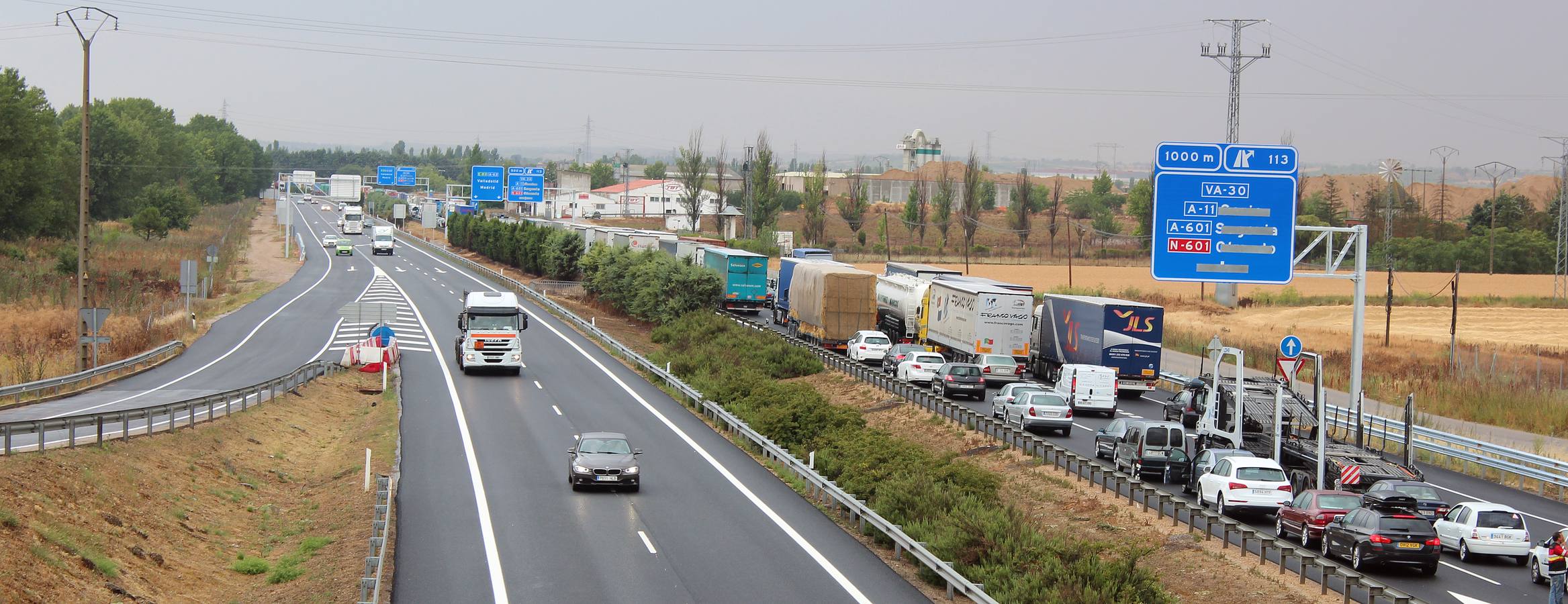 Retenciones por las lluvias en la A-62 entre Cabezón de Pisuerga y Cigales