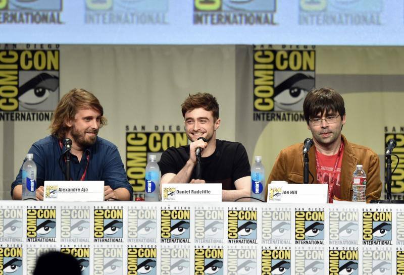 El director Alexandre Aja, el actor Daniel Radcliffe y el escritor Joe Hill