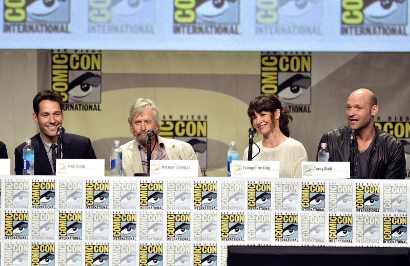 Los actores Paul Rudd, Michael Douglas, Evangeline Lilly y Corey Stoll