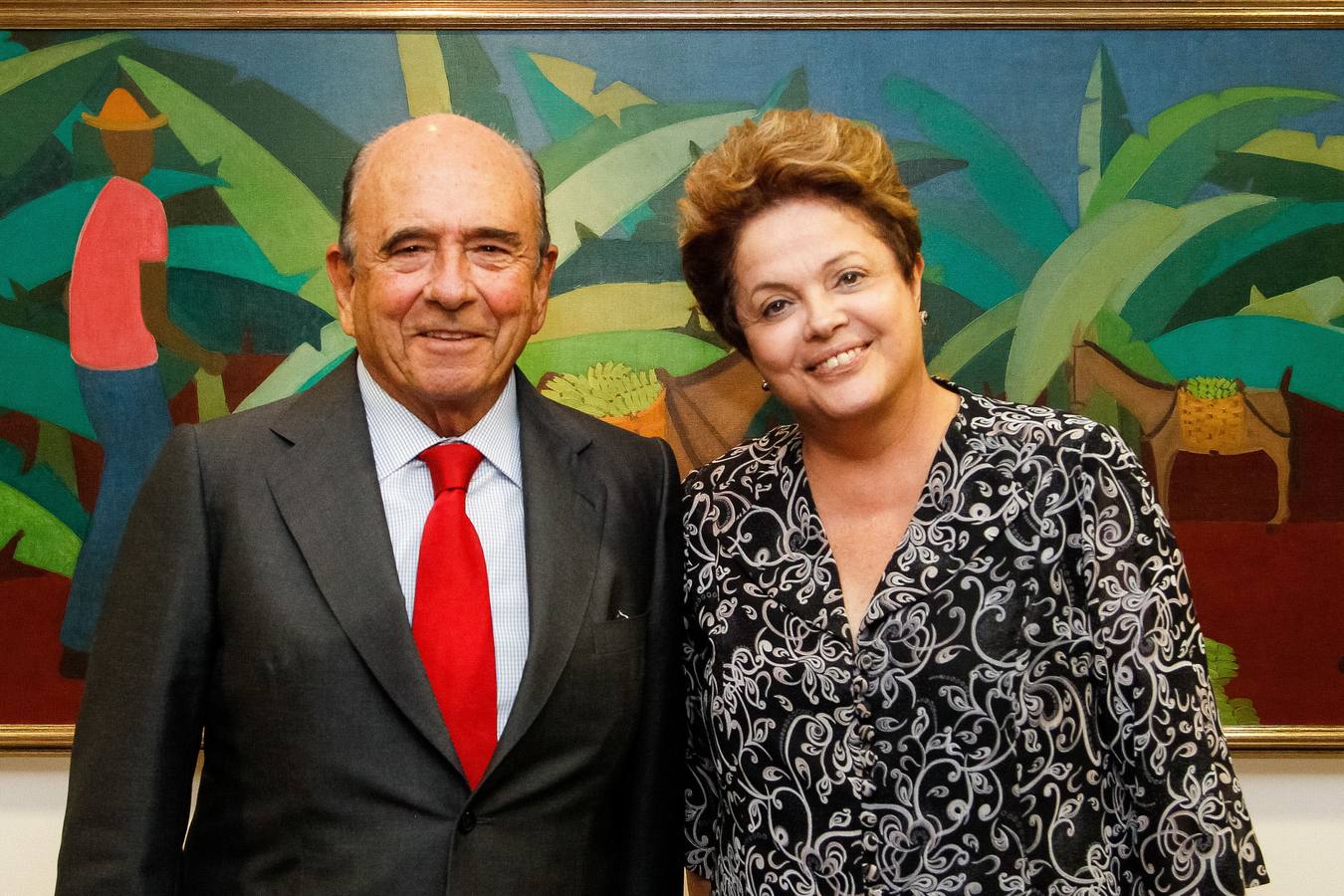 En uno de sus viajes a Brasil. Emilio Botín, con la presidenta de Brasil, Dilma Rousseff.