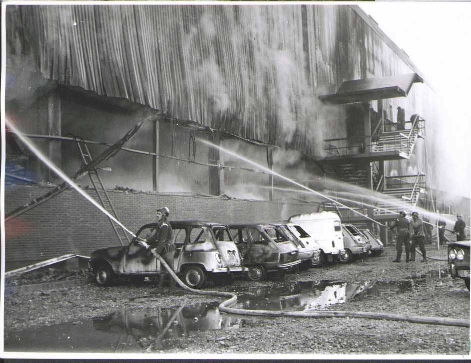 Incendio ocurrido en la factoria Montaje 2 en octubre de 1974 en Valladolid.