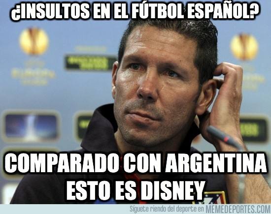 'Meme' con Simeone que hace mención a la tradición de insultos en el fútbol argentino.