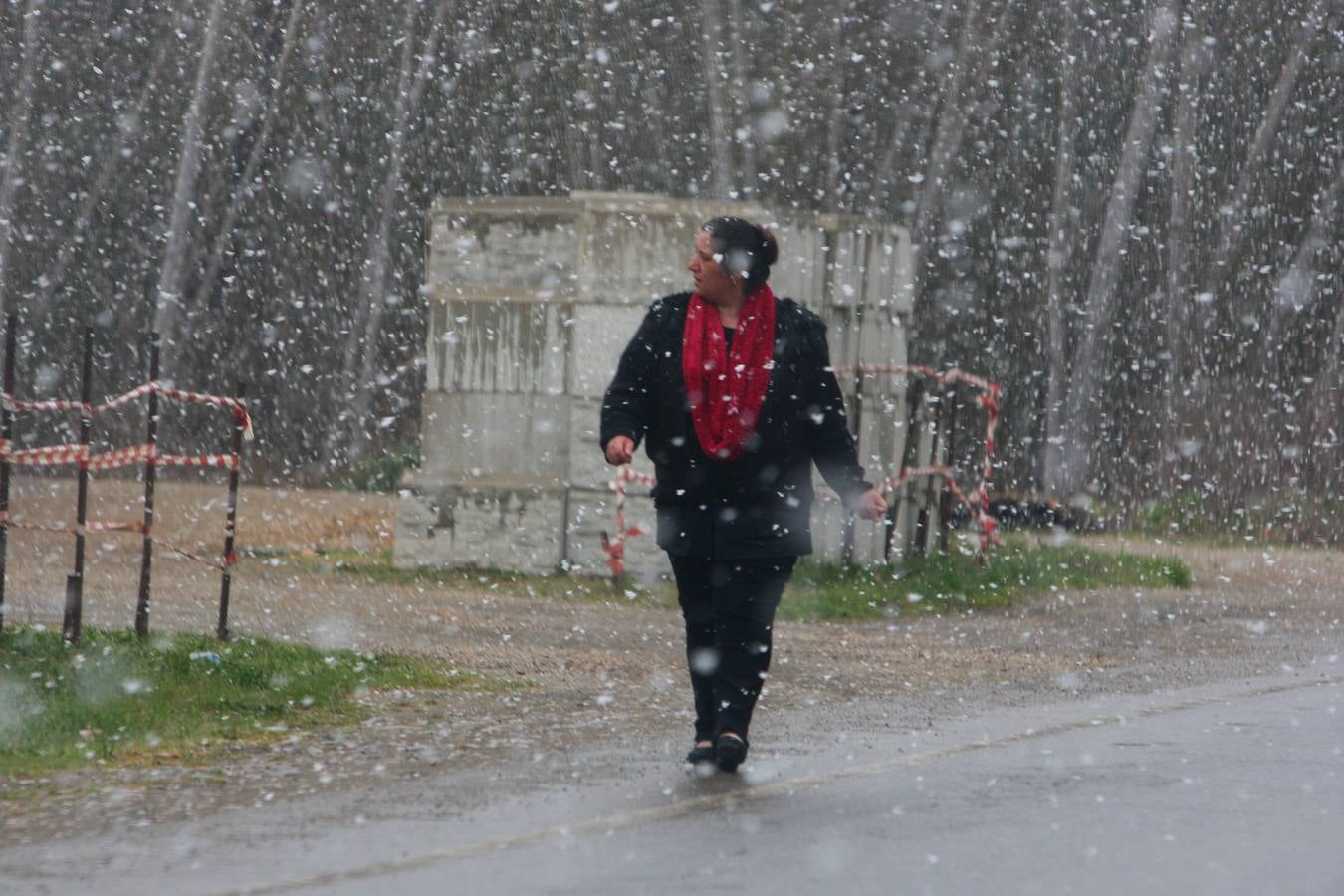 Intensa nevada a primera hora de la mañana en Ponferrada (León).