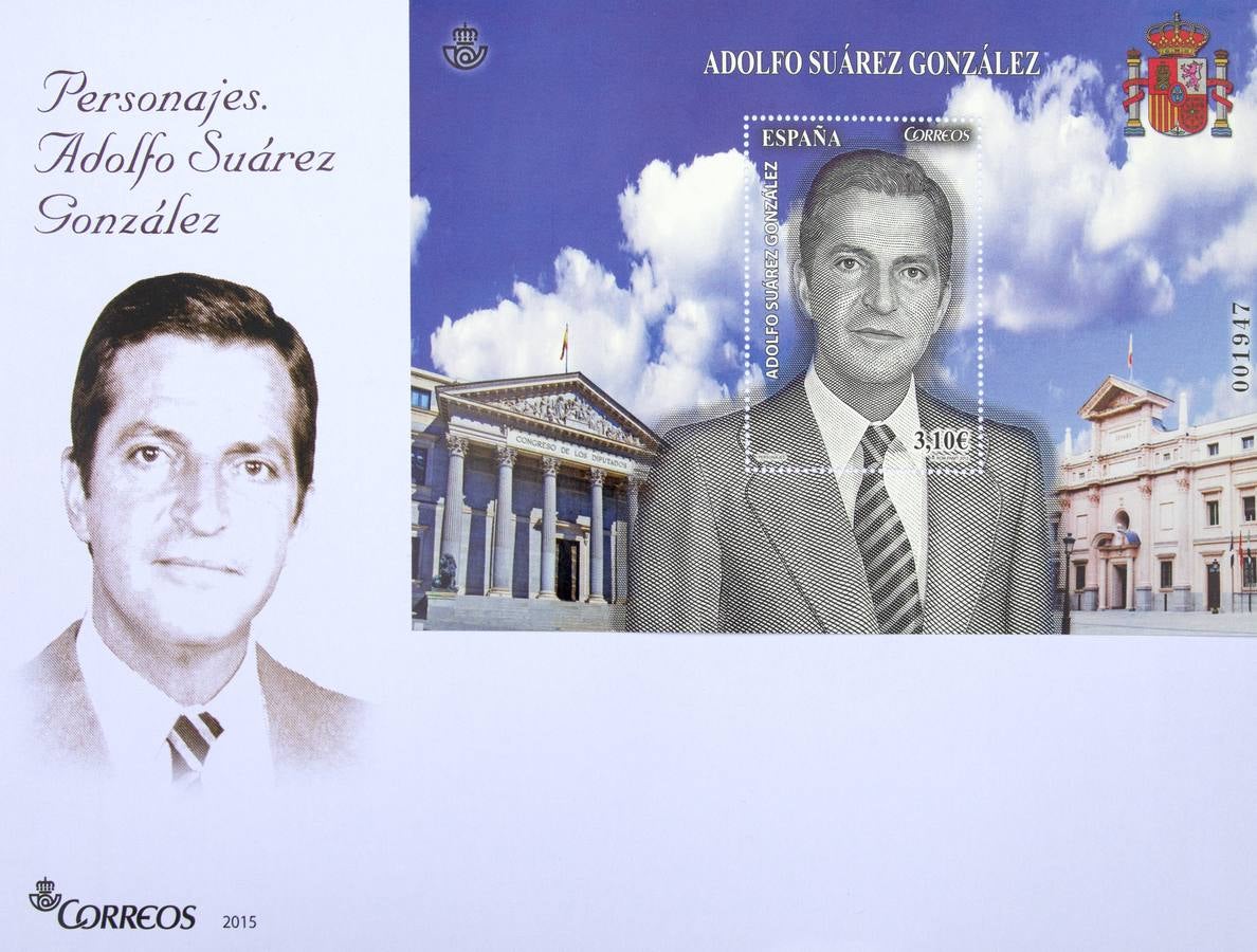 24.03.15 Correos  presenta el primer sello de la serie 'Personajes', que pertenece a Adolfo Suárez.