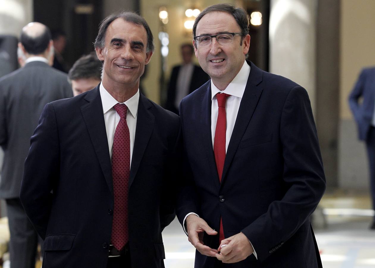 El alcalde de Palencia Alfonso Polanco junto al director general del Imserso César Antón.