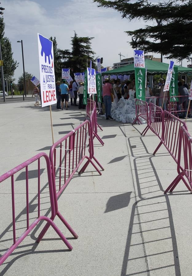 Reparto de leche en la Plaza del Milenio (Valladolid)