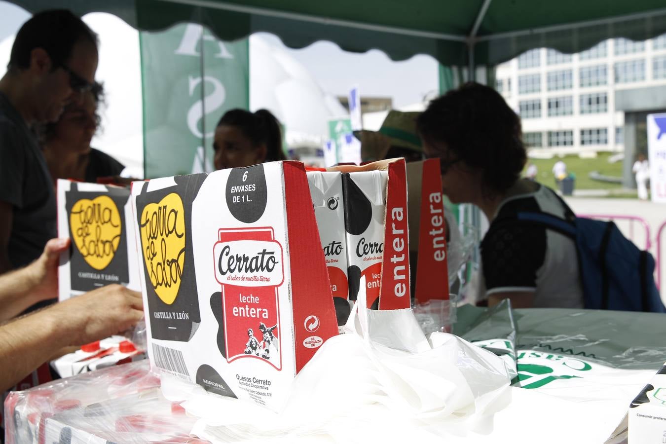 Reparto de leche en la Plaza del Milenio (Valladolid)
