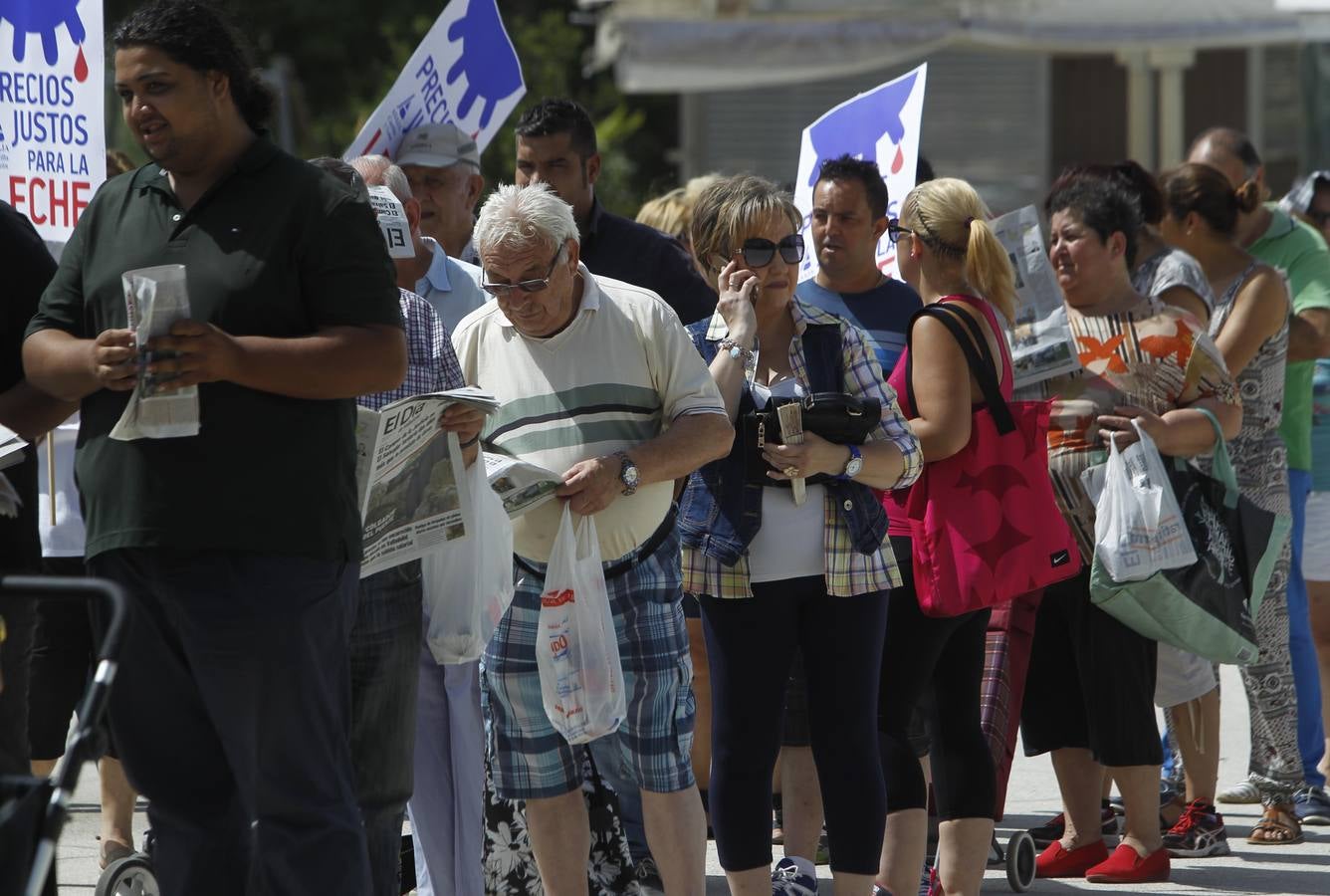 Reparto de leche en la Plaza del Milenio (Valladolid)