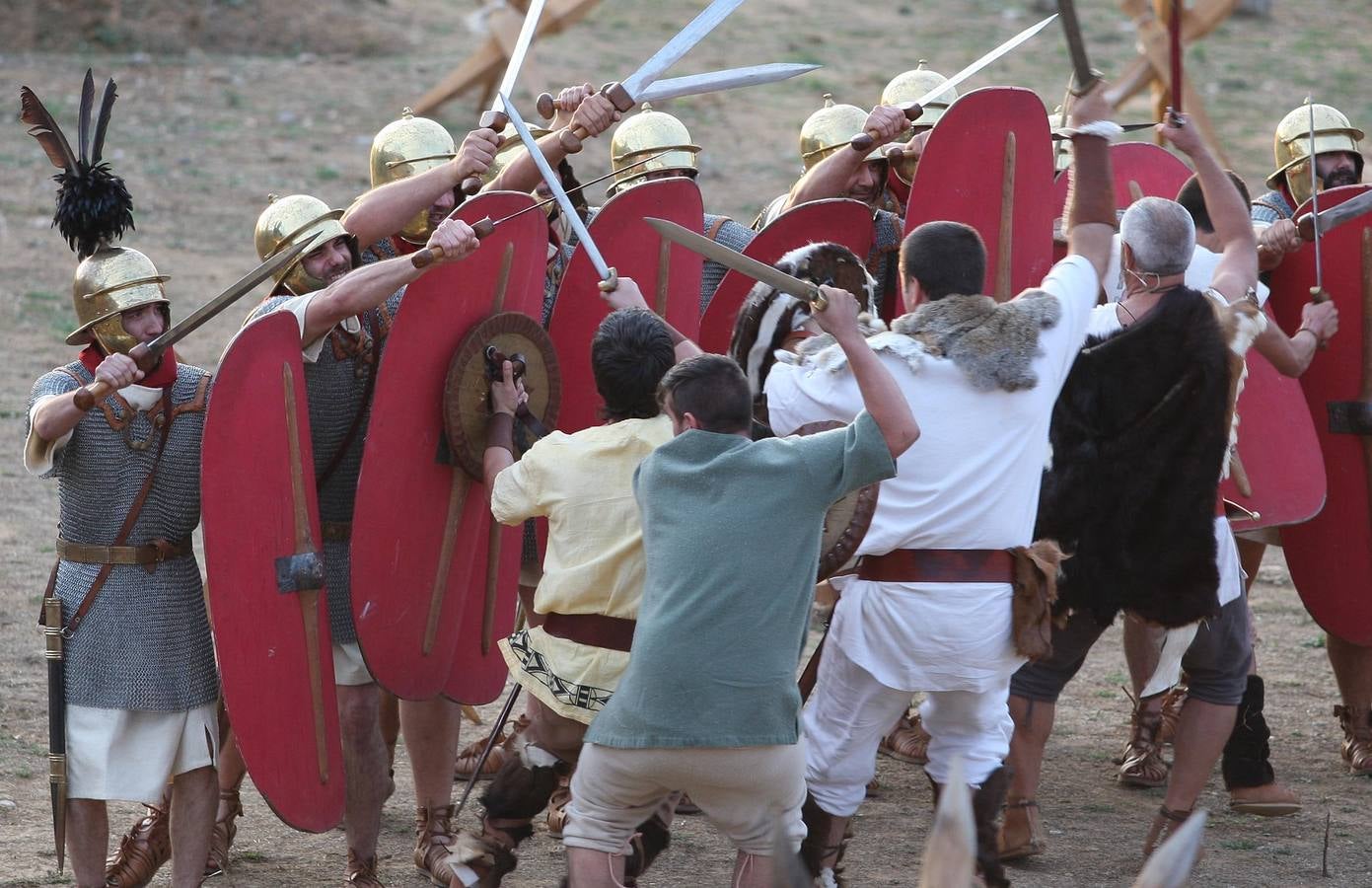 Representación del cerco de Escipión a Numancia.