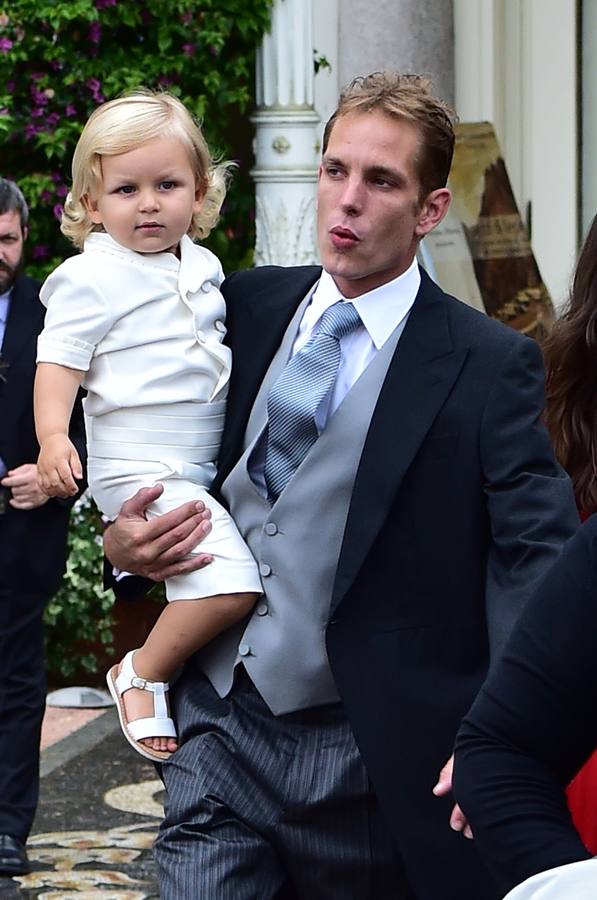 El hermano del novio, Andrea Casiraghi y su hijo Sasha.