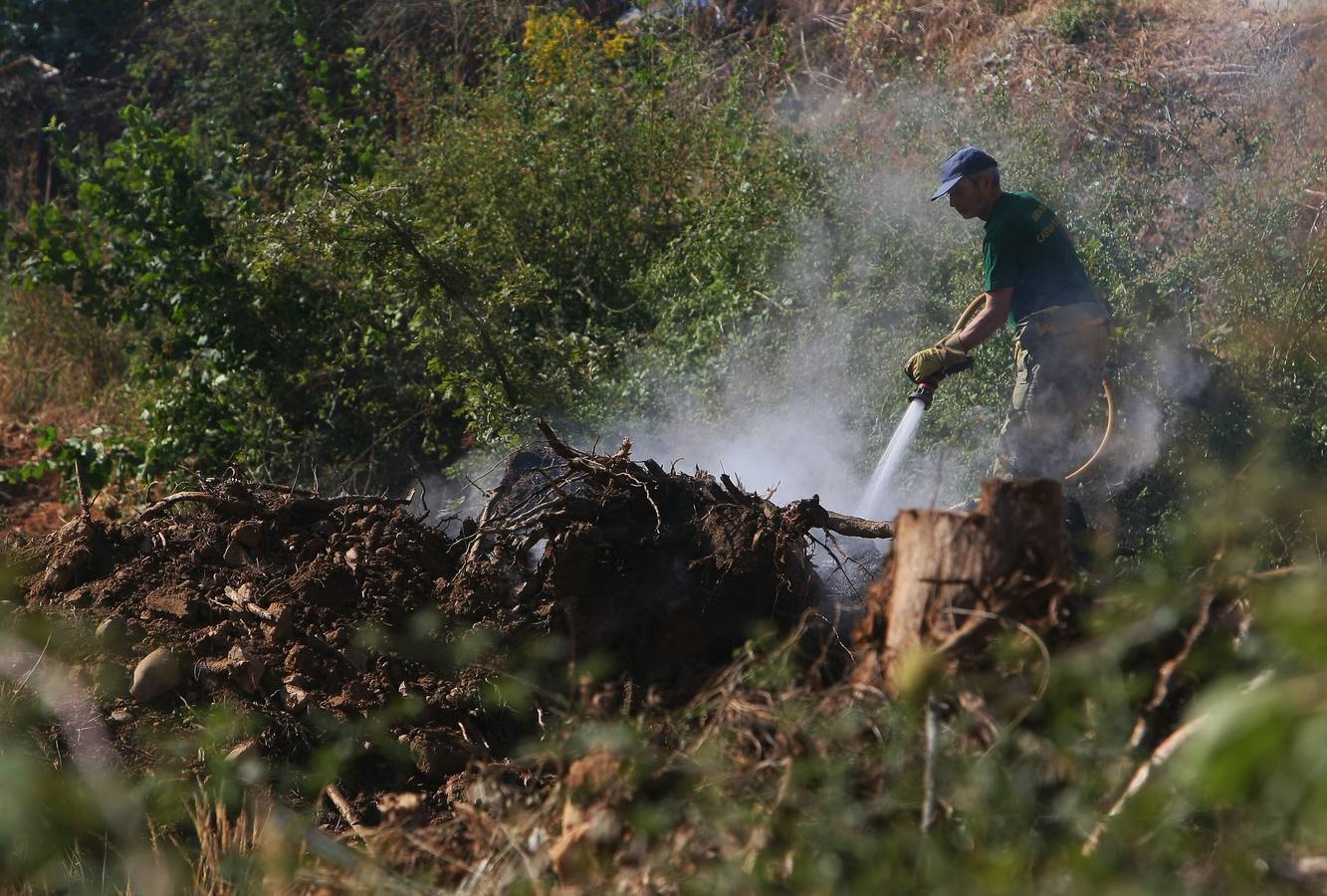 Labores de extinción del incendio de San Andrés de Montejos