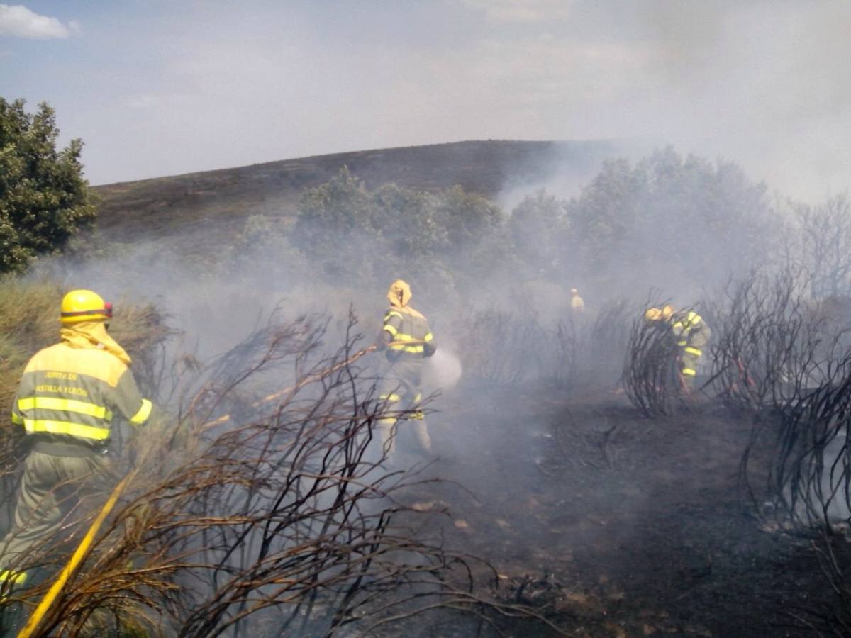 Labores de extinción del incendio declarado en Candeleda (Ávila)