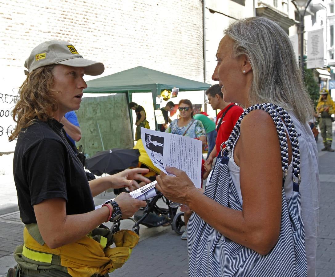 Brigadistas forestales recogen firmas en la calle Santiago de Valladolid