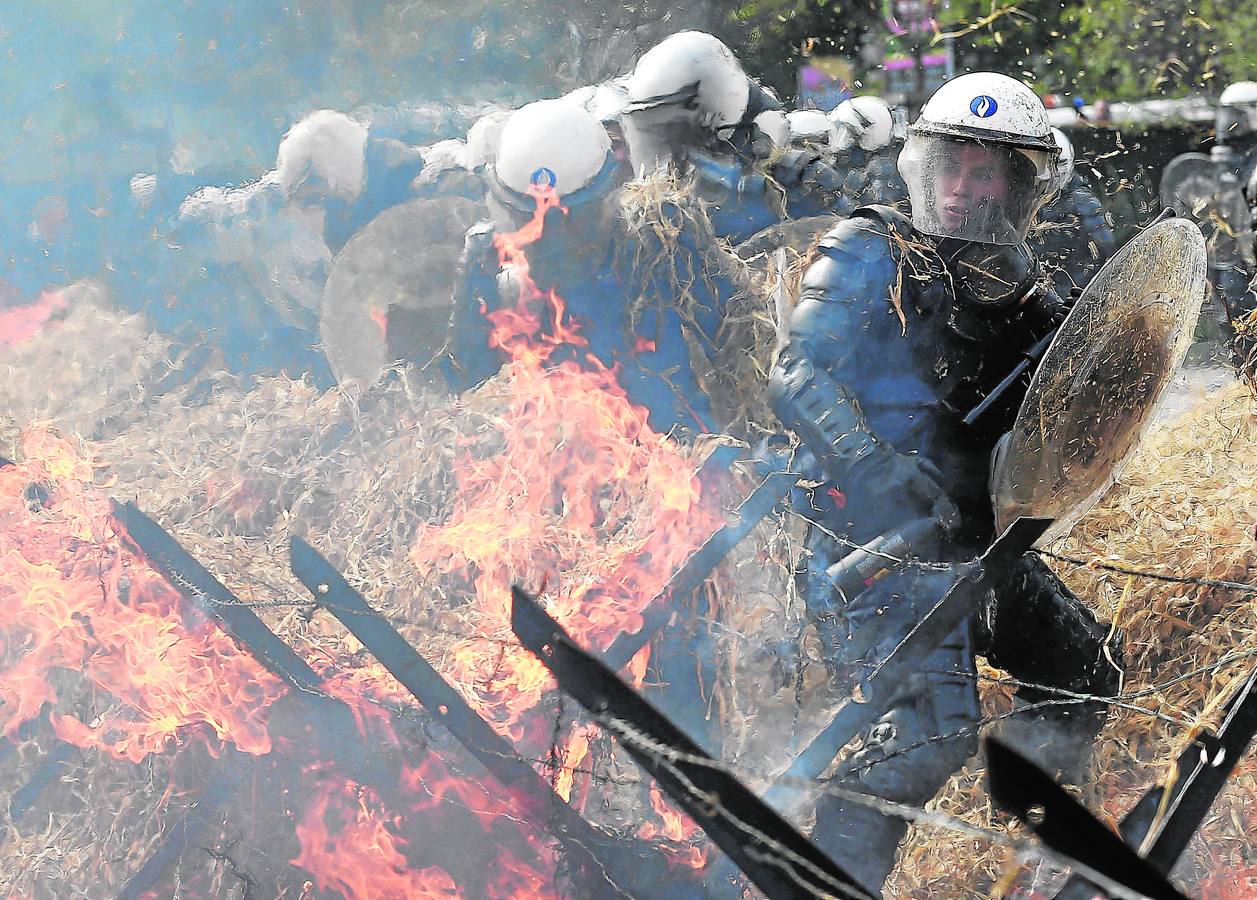 Miles de agricultores protestan en Bruselas contra la crisis del sector lácteo