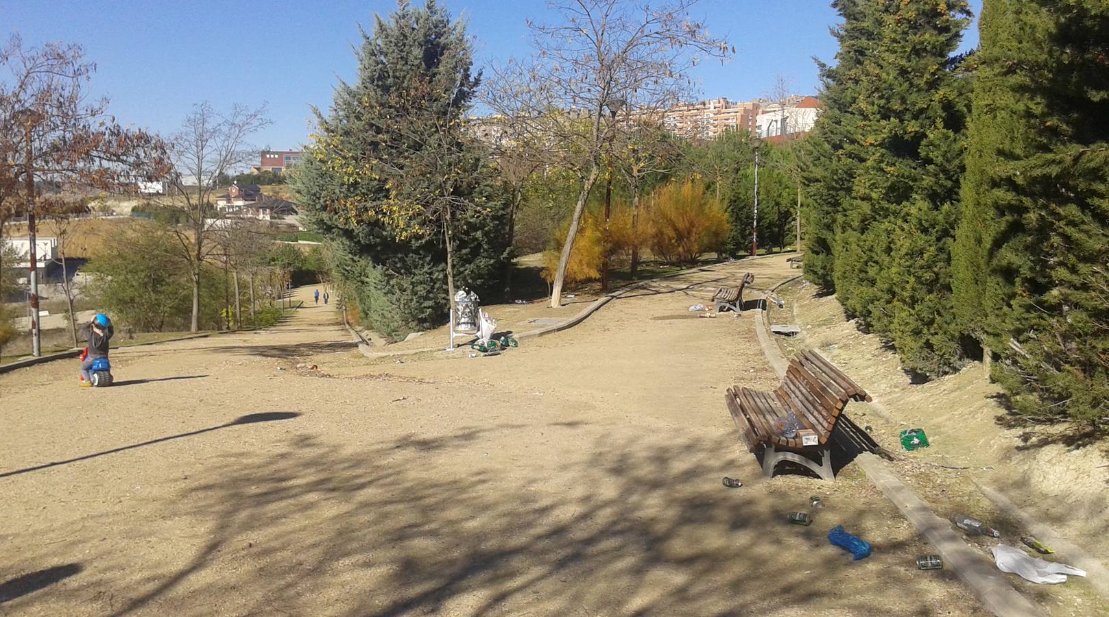 Restos de botellón en Parquesol