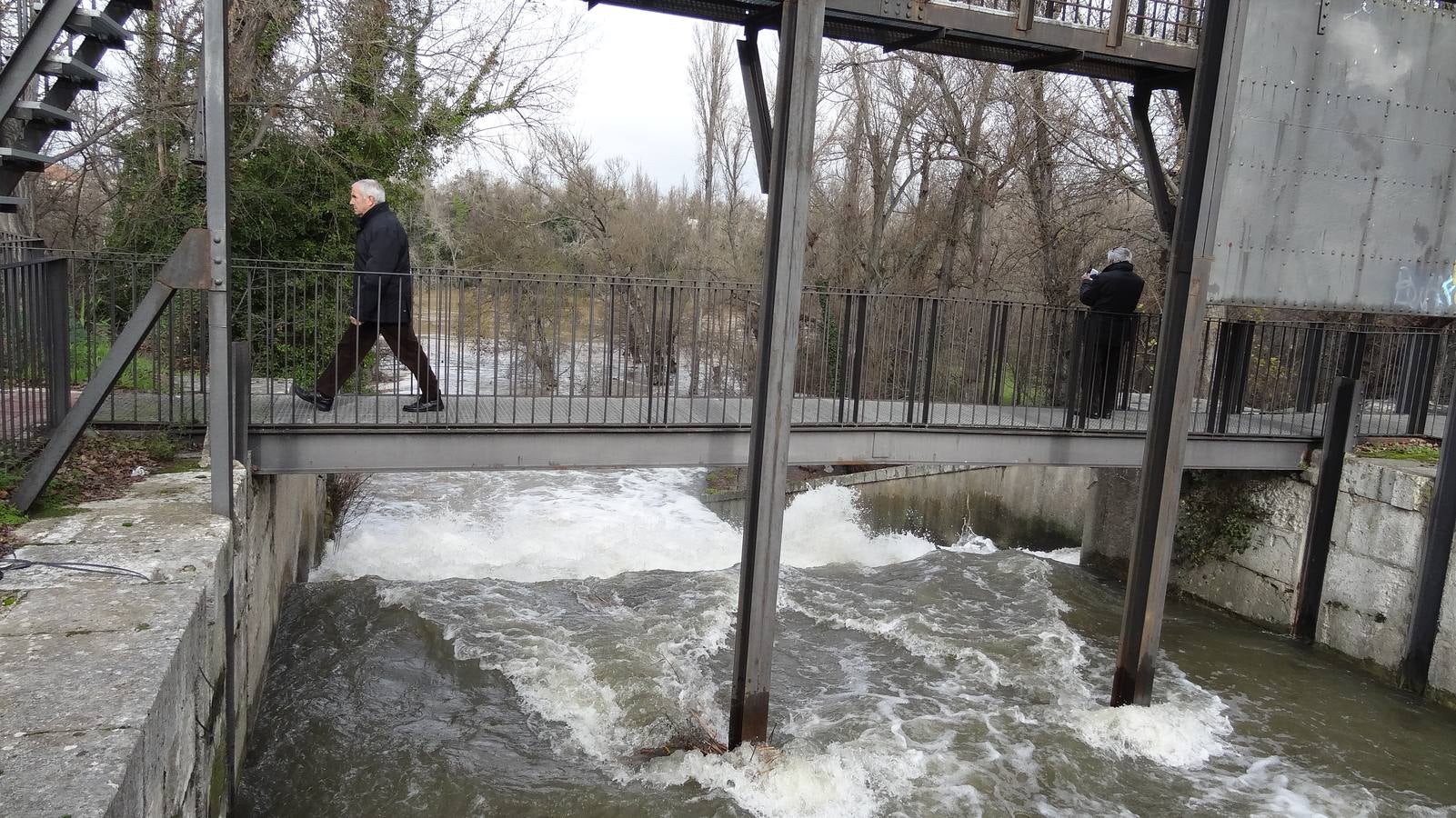 El caudal del Esgueva sigue creciendo a su paso por Valladolid