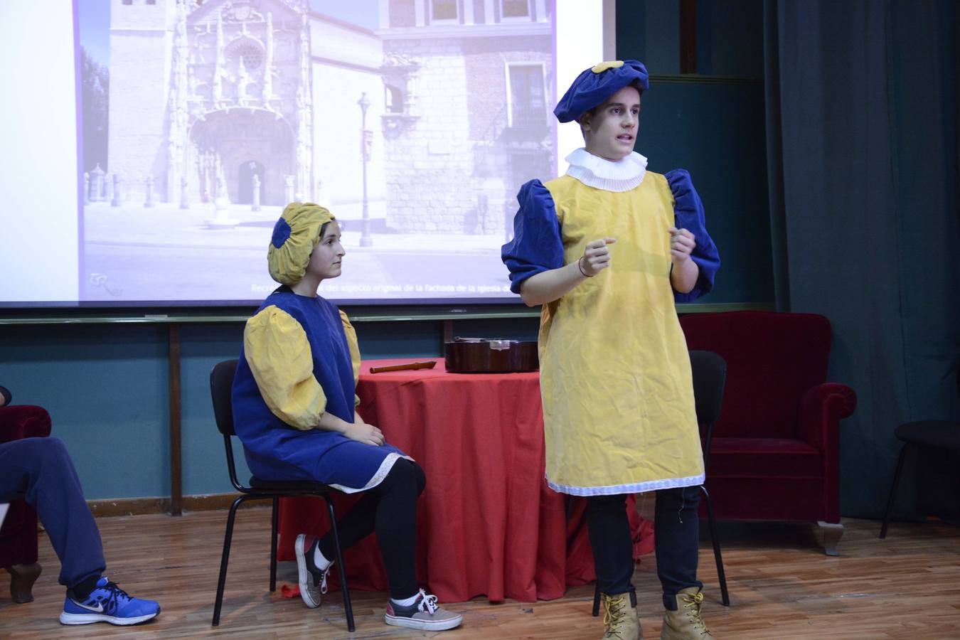 Los alumnos de La Merced ensayan el encuentro de Cervantes y Shakespeare por las calles de Valladolid