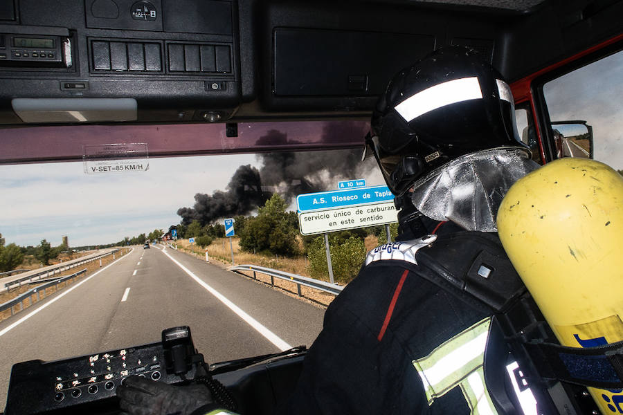 Incendio de un camión en la provincia de León