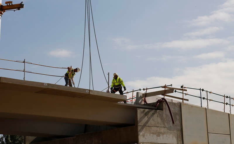 Obras de la pasarela de Los Tres Pasos en Palencia
