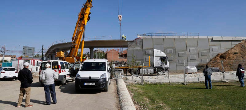 Obras de la pasarela de Los Tres Pasos en Palencia