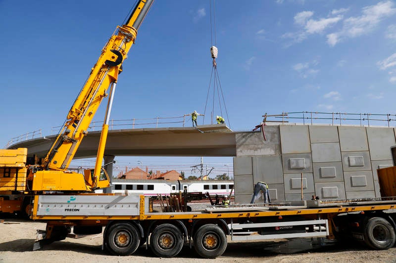 Obras de la pasarela de Los Tres Pasos en Palencia