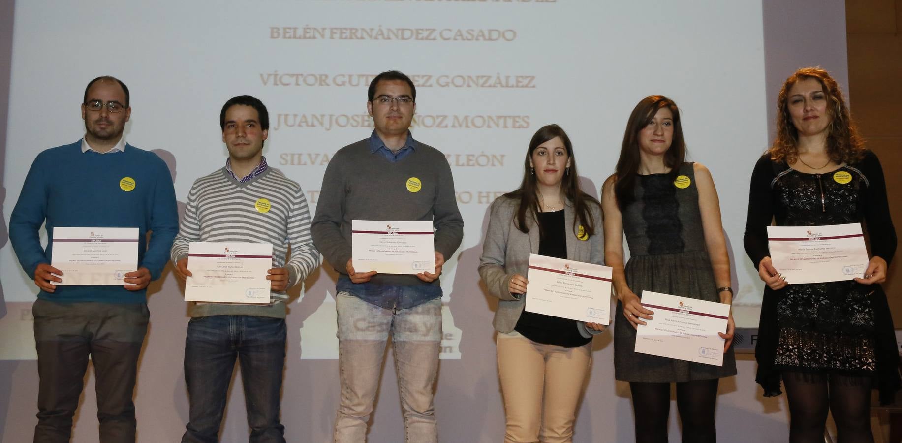 Premios Extraordinarios de Formación Profesional: Silvano Sánchez León (IES Alfonso IX, Zamora), Juan José Muñoz Montes (IES Río Duero, Zamora), Víctor Gutiérrez González (IES DIego Marín Aguilera, Burgos), Belén Fernández Casado (CFIP de Ponferrada), Rosa María Armentia Hernández (IES Torrente Ballester, Salamanca), María Teresa Barrueso Herrero (CFIP Ciudad de Zamora, Zamora).
