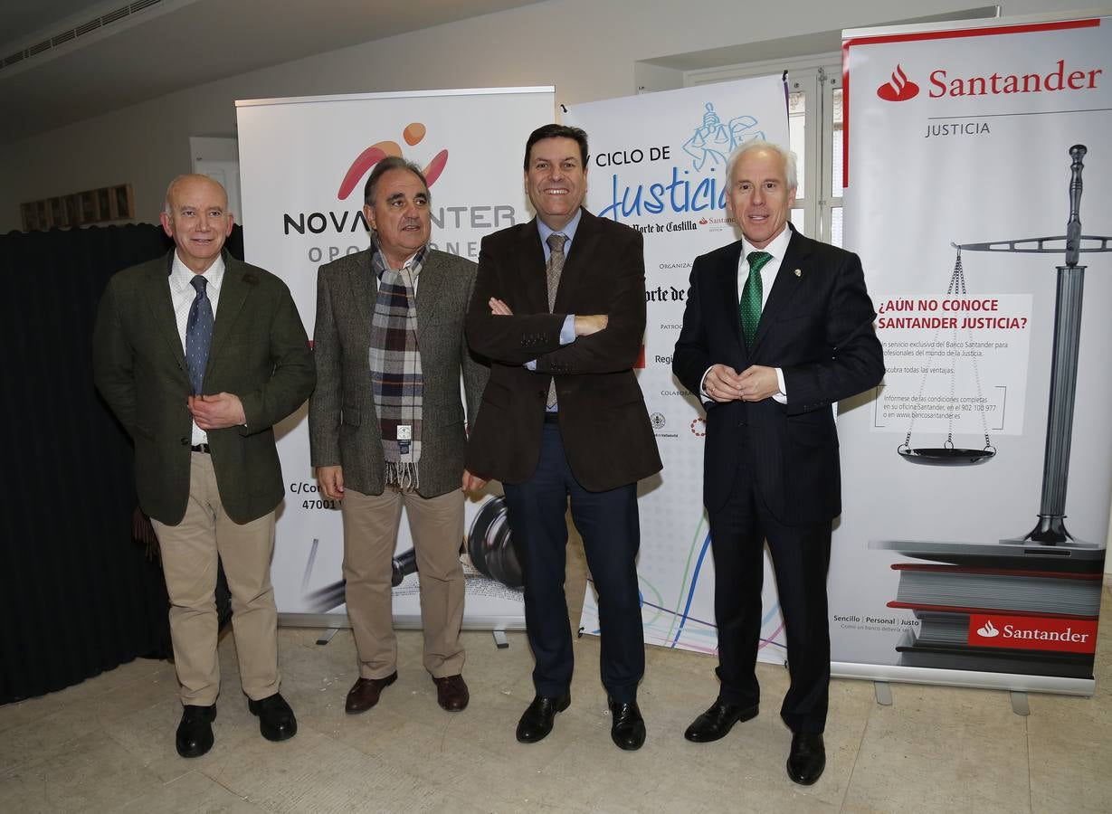 El diputado provincial del PP Javier Villafruela; el senador José Antonio Rubio Mielgo; el consejero de Empleo, Carlos Fernández Carriedo, y el delegado de la Junta, Luis Domingo González.