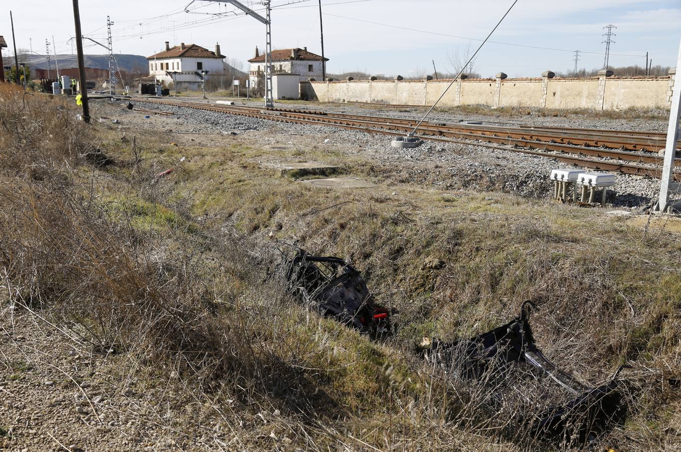 Paso a nivel de Monzón de Campos (Palencia) donde dos jóvenes fueron arrollados por un Alvia