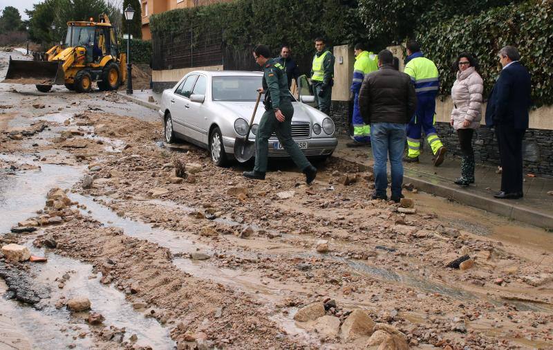 Inundaciones y destrozos del temporal en la estación del Espinar (Segovia)