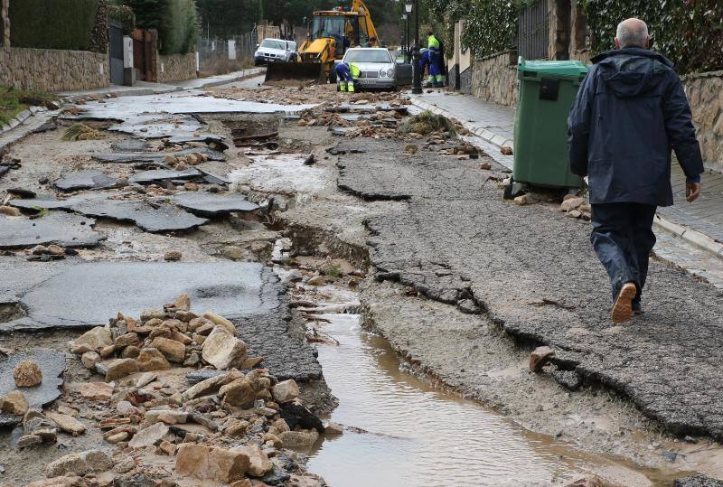 Inundaciones y destrozos del temporal en la estación del Espinar (Segovia)