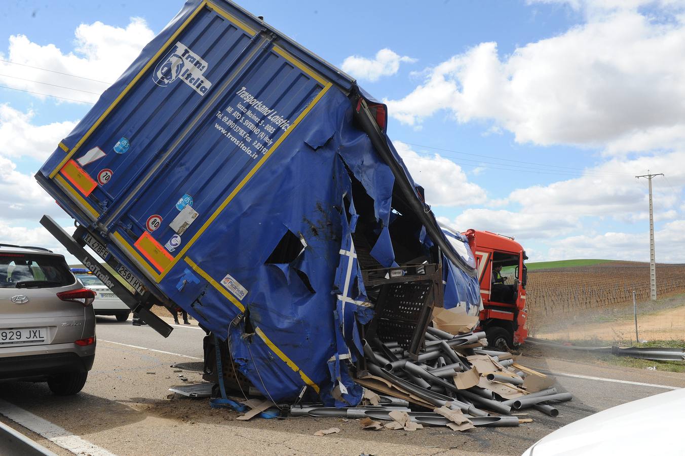 Accidente de tráfico en la A-6, a la altura de la localidad vallisoletana de Rueda