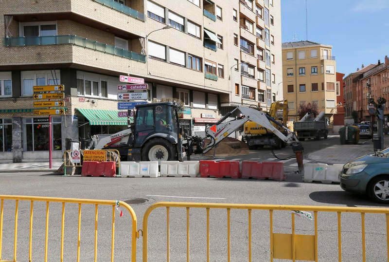 Obras del colector en la avenida Castilla de Palencia