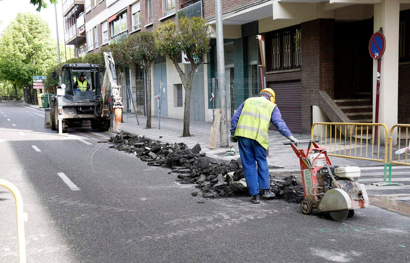 Corte de tráfico en la avenida de Castilla de Palencia por las obras del colector