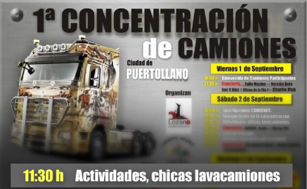 El cartel anunciador de la concentración de camiones. 