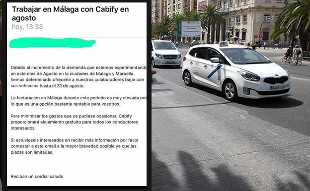 La nota de Cabify que puso en alerta a los taxistas de Málaga